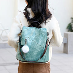 Women Double Strap Backpack Soft Surface PU Leather Handbag