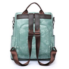 Women Double Strap Backpack Soft Surface PU Leather Handbag