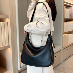 Winter Shoulder Bag Soft Surface PU Leather Big Pockets Adjustable Strap