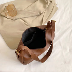 Winter Shoulder Bag Soft Surface PU Leather Big Pockets Adjustable Strap