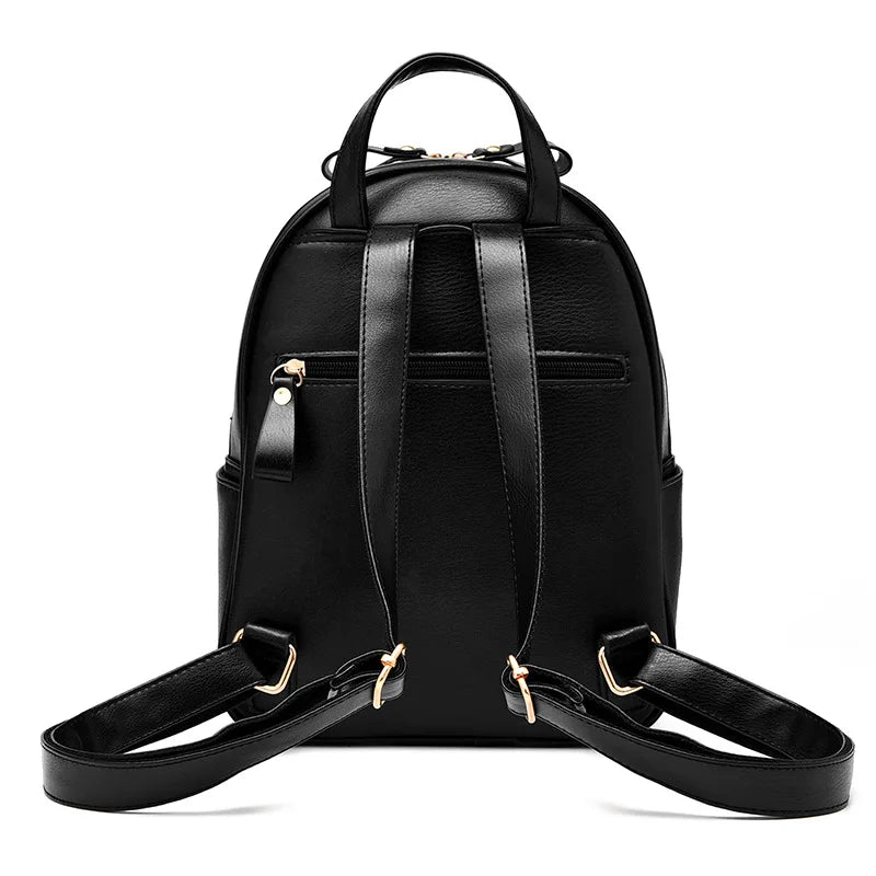 Rivet Backpack Women Solid School College Female Handbag