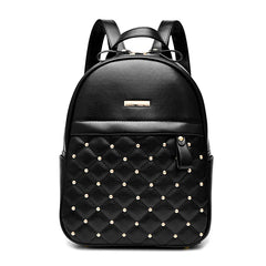 Rivet Backpack Women Solid School College Female Handbag