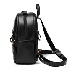 Rivet Backpack Women Solid School College Female Handbag