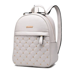 Rivet Backpack Women Solid School College Female Handbag