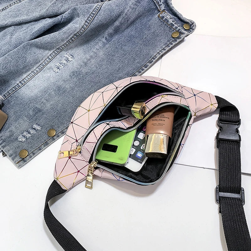 Women's Laser Patchwork Fanny Pack Waist Bag