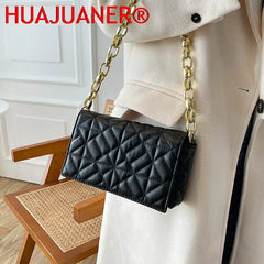 Plaid Shoulder Bag with Thick Chain for Women Handbags Purses Ladies