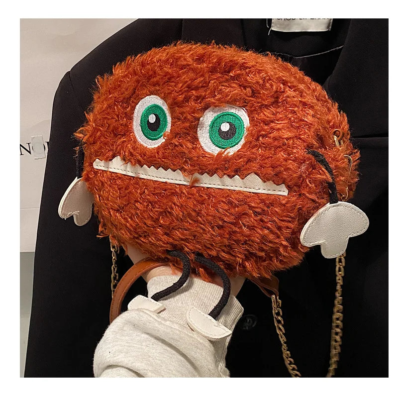 Fluffy Chain Crossbody Bag Plush Small Round Bag