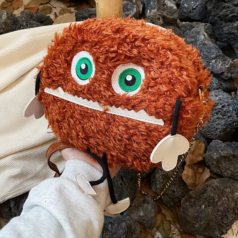 Fluffy Chain Crossbody Bag Plush Small Round Bag