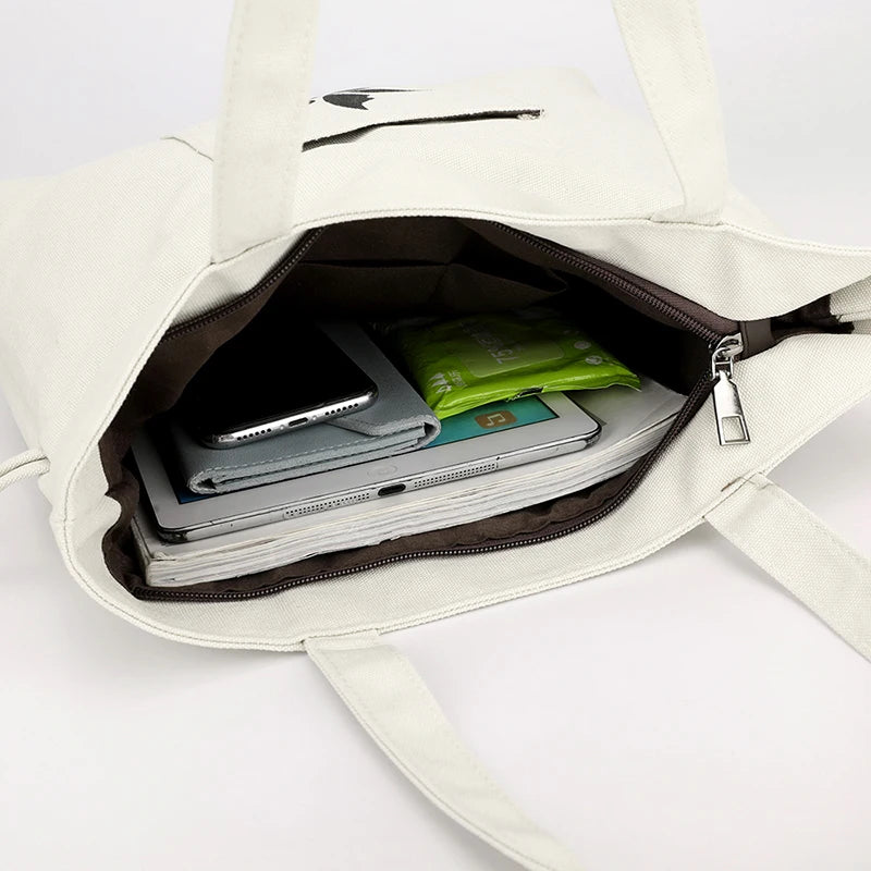 Canvas Shopper Shoulder Bag for Women