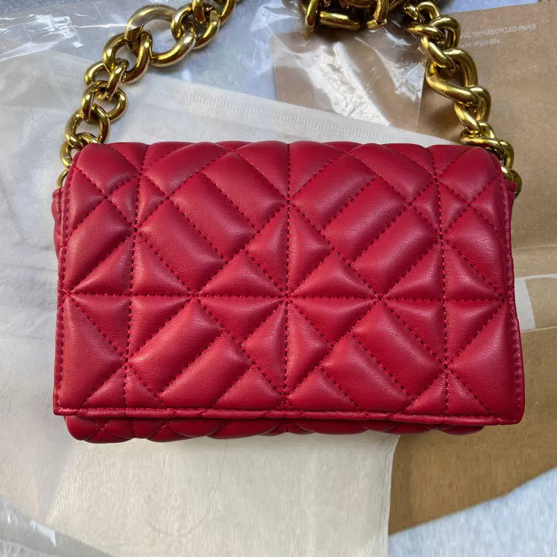 Metal Chain Square Bag Rhombus Female Shoulder Bag