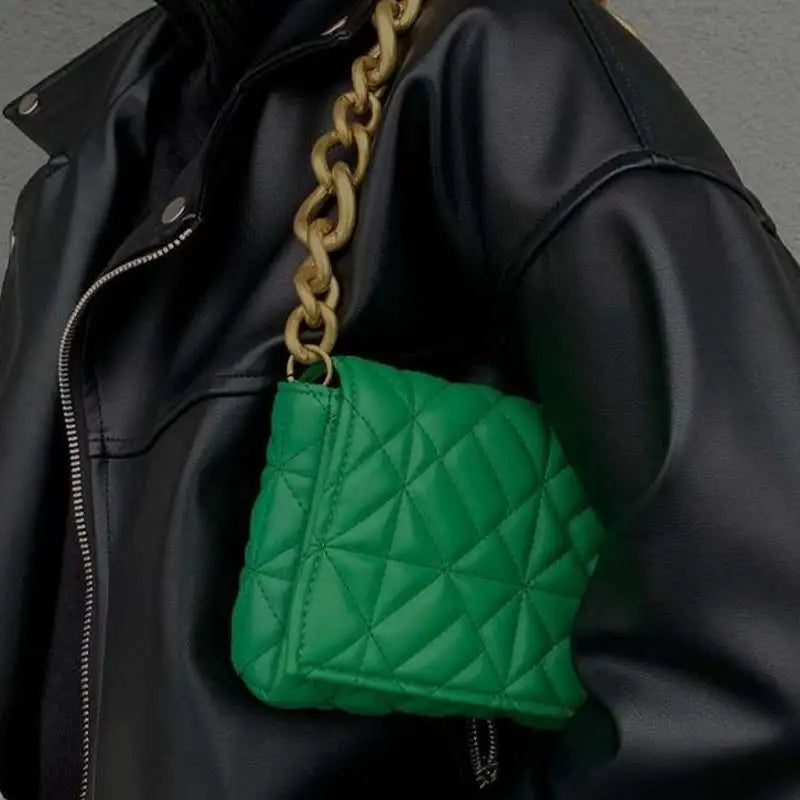 Metal Chain Square Bag Rhombus Female Shoulder Bag