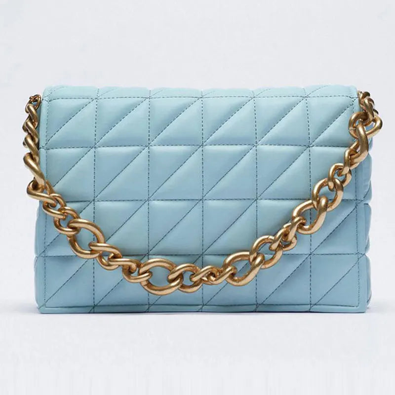 Metal Chain Square Bag Rhombus Female Shoulder Bag