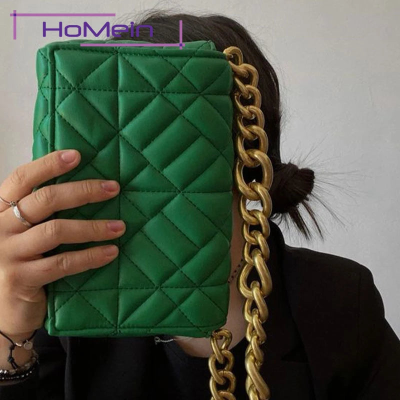 Metal Chain Square Bag Rhombus Female Shoulder Bag