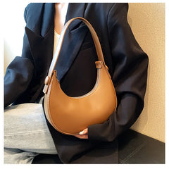 Women's Half Moon Crossbody Bag PU Leather Shoulder Handbag