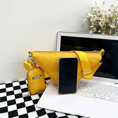 Spring Triangle Nylon Shoulder Bag Ladies Crossbody Bag