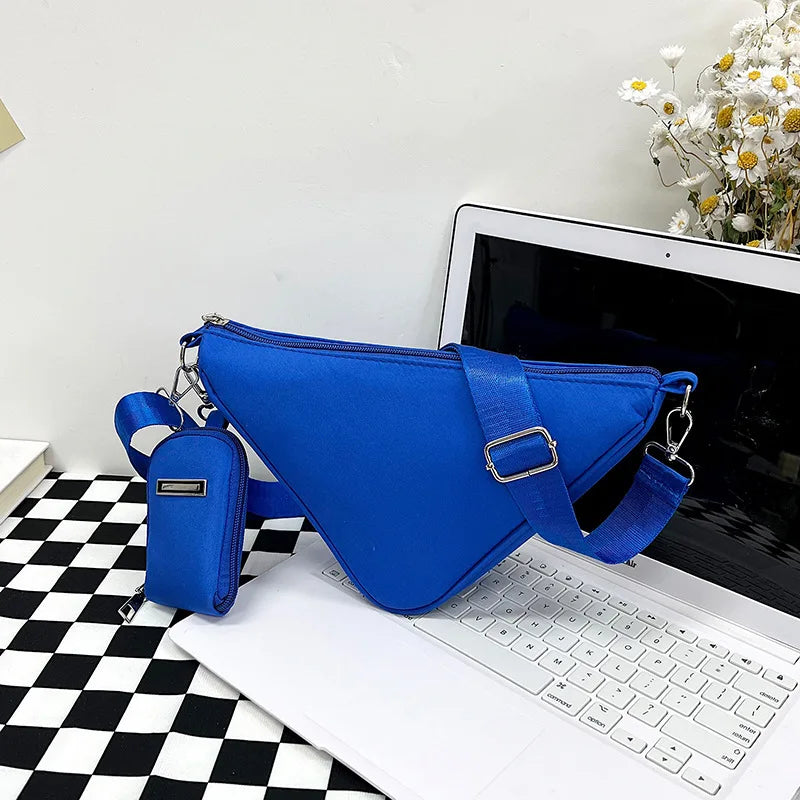 Spring Triangle Nylon Shoulder Bag Ladies Crossbody Bag