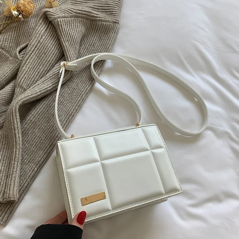 Square Shoulder Bag Solid Pu Leather Crossbody Bags For Women