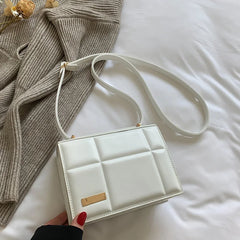Solid Pu Leather Square Shoulder Bag for Women