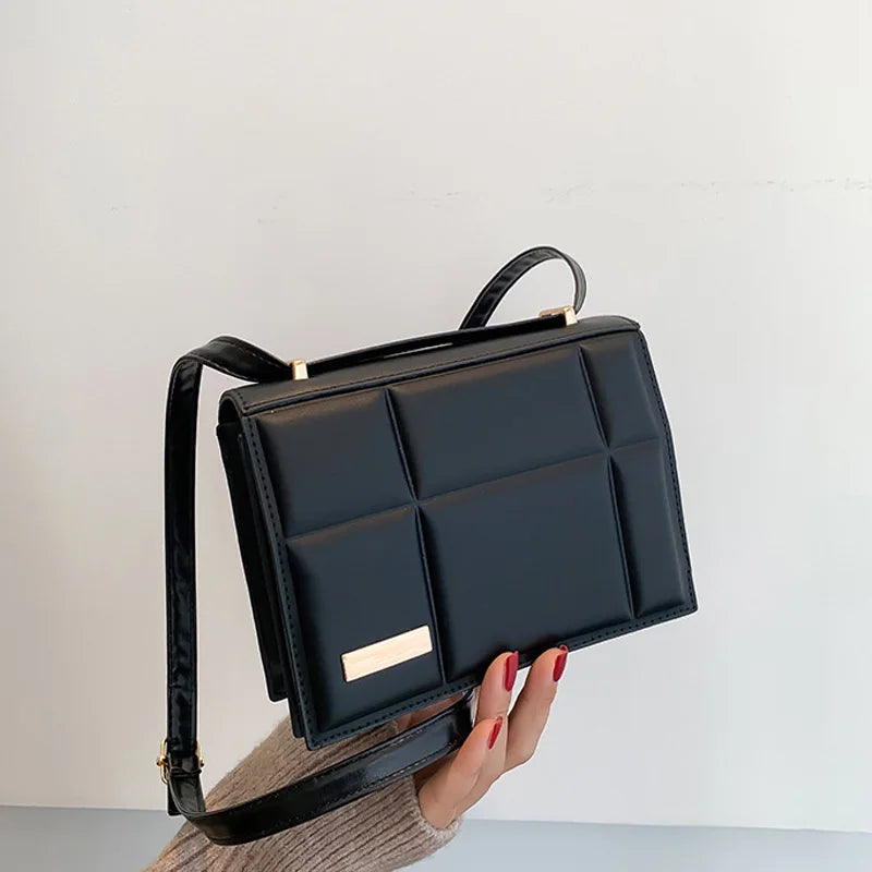 Square Shoulder Bag Solid Pu Leather Crossbody Bags For Women