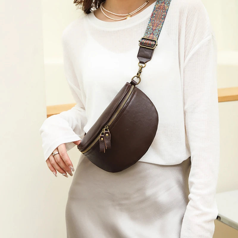 High Solid Leather Fanny Pack for Women