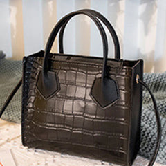 Crocodile Pattern Crossbody Handbag Vintage Shoulder Bag Stylish Tote