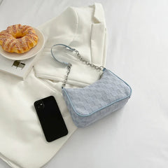 Vintage Canvas Shoulder Bag Solid Zipper Underarm Bags Casual Hobo Shopping Bag