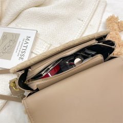 Winter Plush Women's Handbag Saddle Shoulder Strap Small Armpit Bag