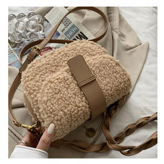 Winter Plush Women's Handbag Saddle Shoulder Strap Small Armpit Bag