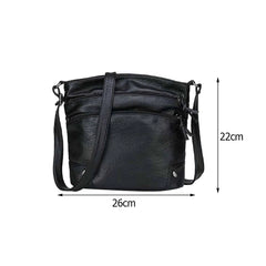 Multi-pocket Bucket Shoulder Bag Washed Pu Leather Crossbody
