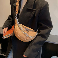 Women Waist Bag Brown Chain Crossbody Bags Chest Bags Female Belt Bag