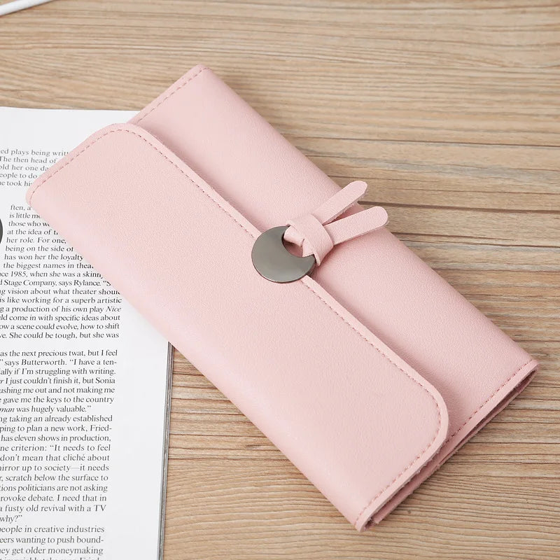Women Wallets Zipper Purses Red Long Clutch Soft PU Leather Money Bag
