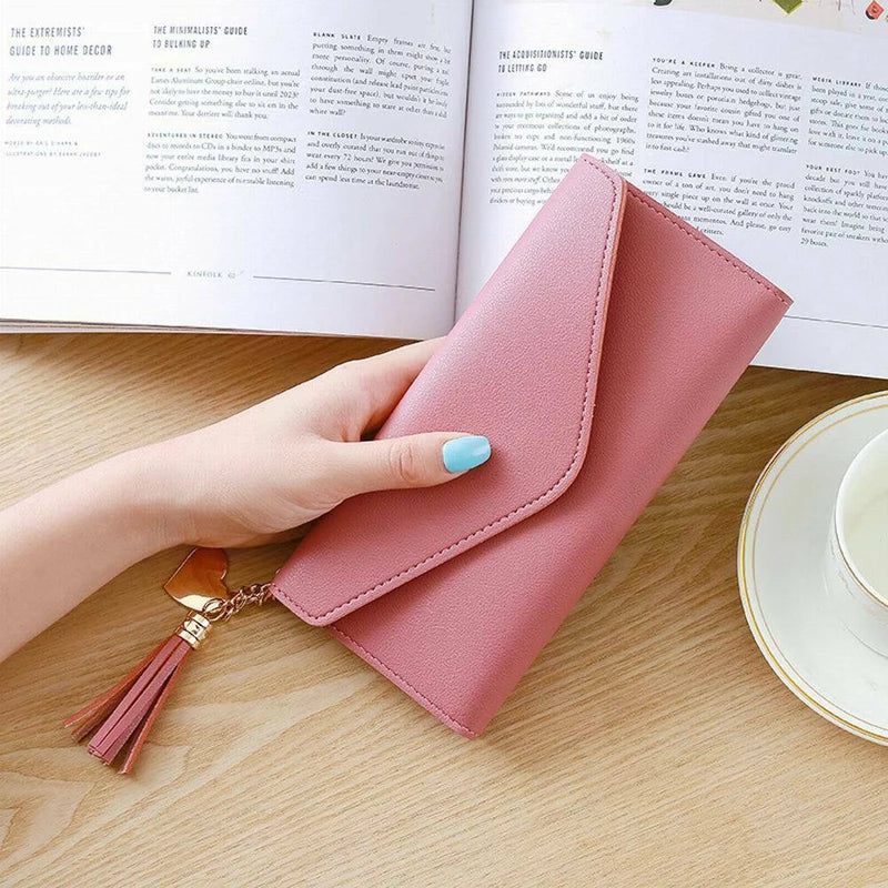 Women's Zipper Wallet Soft PU Leather Clutch - Purple Gray Red
