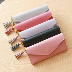 Women's Zipper Wallet Soft PU Leather Clutch - Purple Gray Red