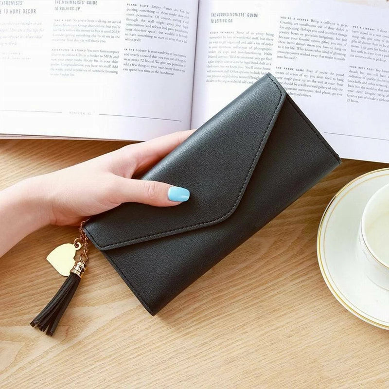 Women's Zipper Wallet Soft PU Leather Clutch - Purple Gray Red