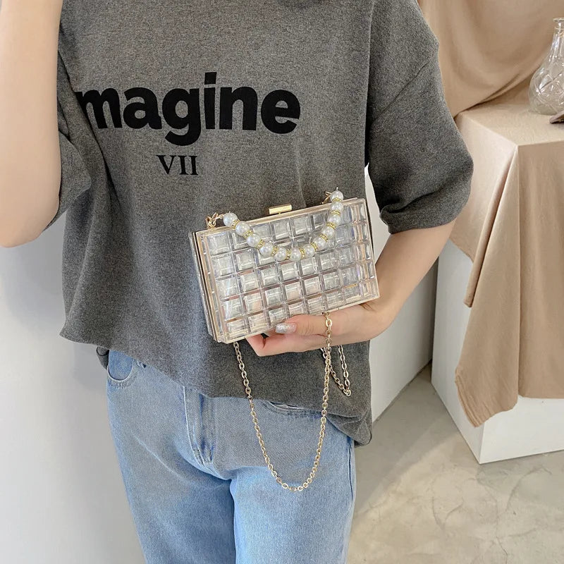 Acrylic Mini Bag Chain Cross Body Box Clutch Purse