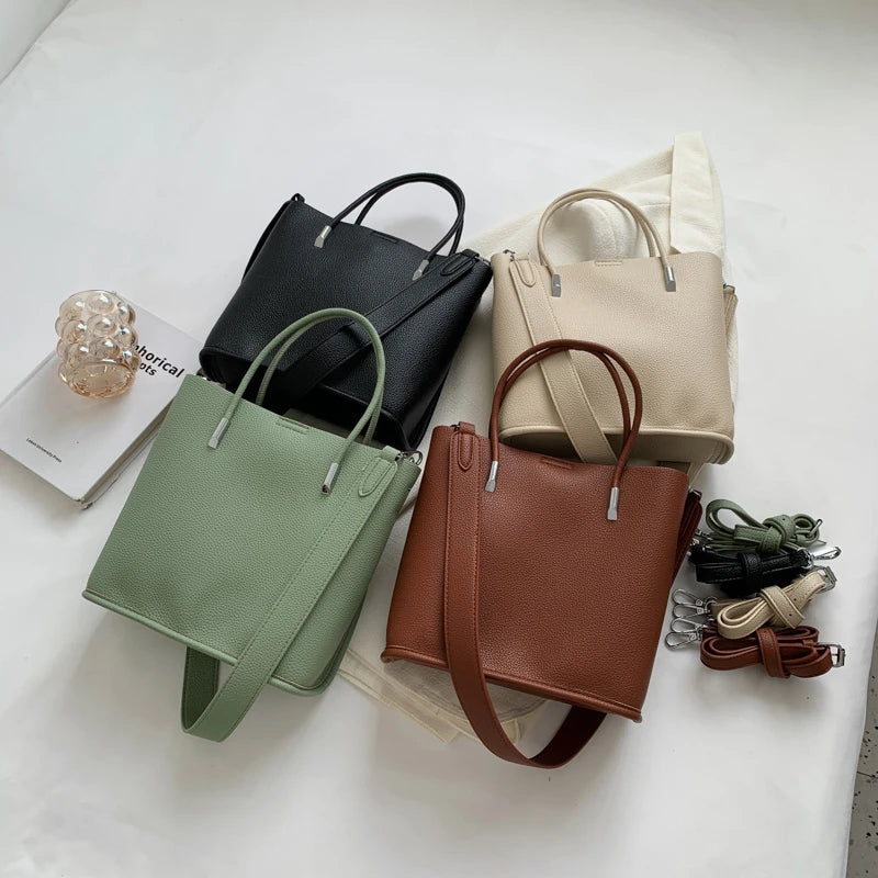 Fashionable Tote Women Shoulder Bags PU Leather High Capacity Multi-function