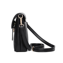 Mini PU Leather Crossbody Bag for Women Girls - Solid Color Flap Shoulder Purse