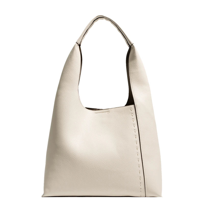 Women Casual Tote PU Leather Shoulder Bucket Bag Large Capacity