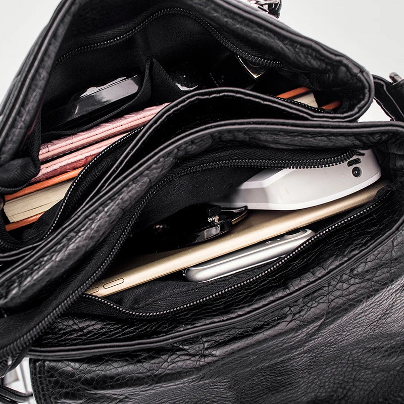 Soft Leather Women Messenger Bag Casual Shoulder Crossbody Handbag