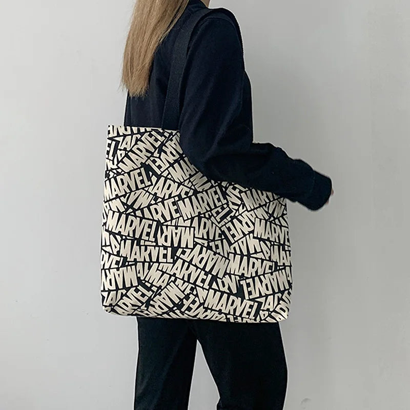 Graffiti Canvas Shoulder Bag for Women Large Capacity