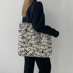 Graffiti Canvas Shoulder Bag for Women Large Capacity