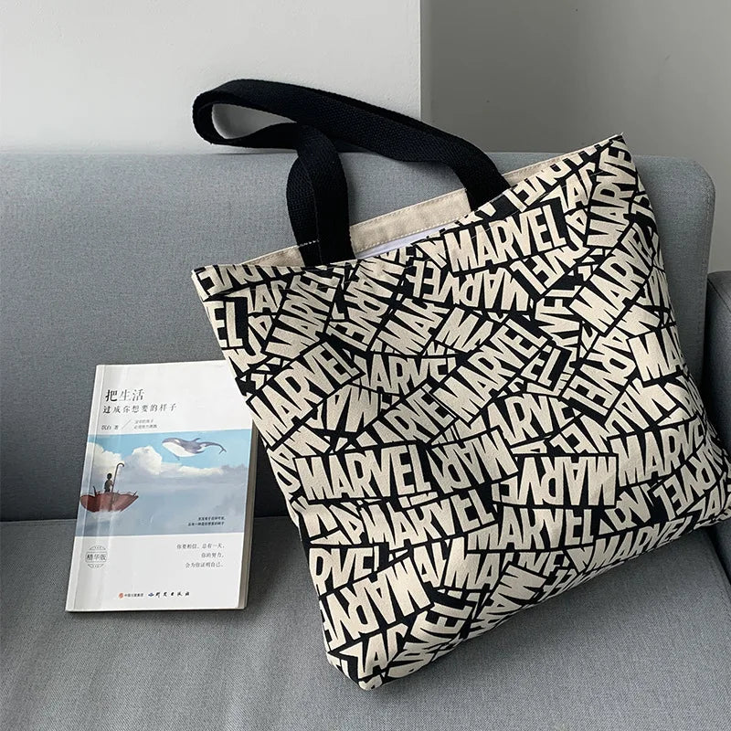 Graffiti Canvas Shoulder Bag for Women Large Capacity
