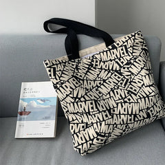 Graffiti Canvas Shoulder Bag for Women Large Capacity
