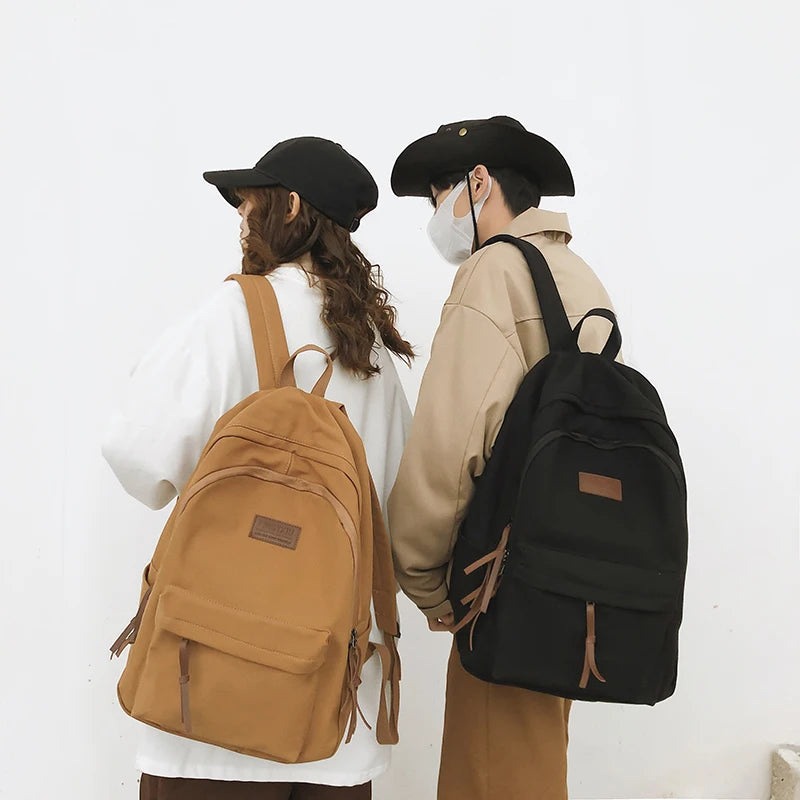 Canvas School Backpack for Teenage Boys Girls College Student
