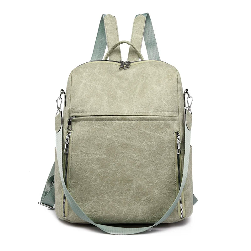 Retro PU Leather Backpack Waterproof Travel Bag Casual Mochila