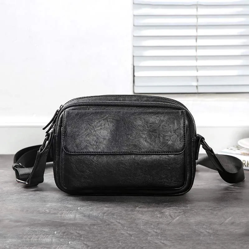 Men's Casual Messenger Bag PU Leather Small Crossbody Shoulder Bags