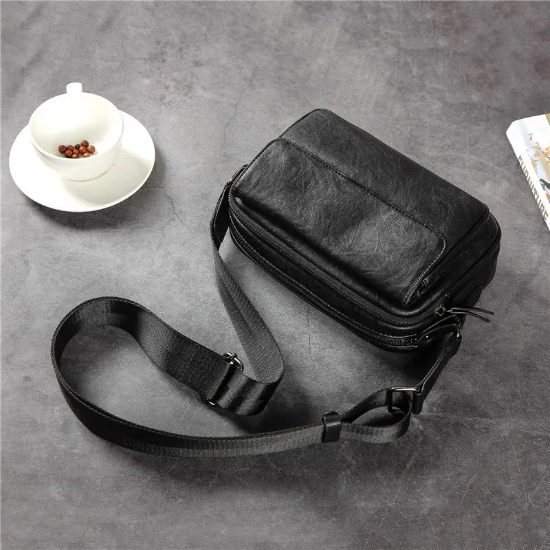 Men's Casual Messenger Bag PU Leather Small Crossbody Shoulder Bags