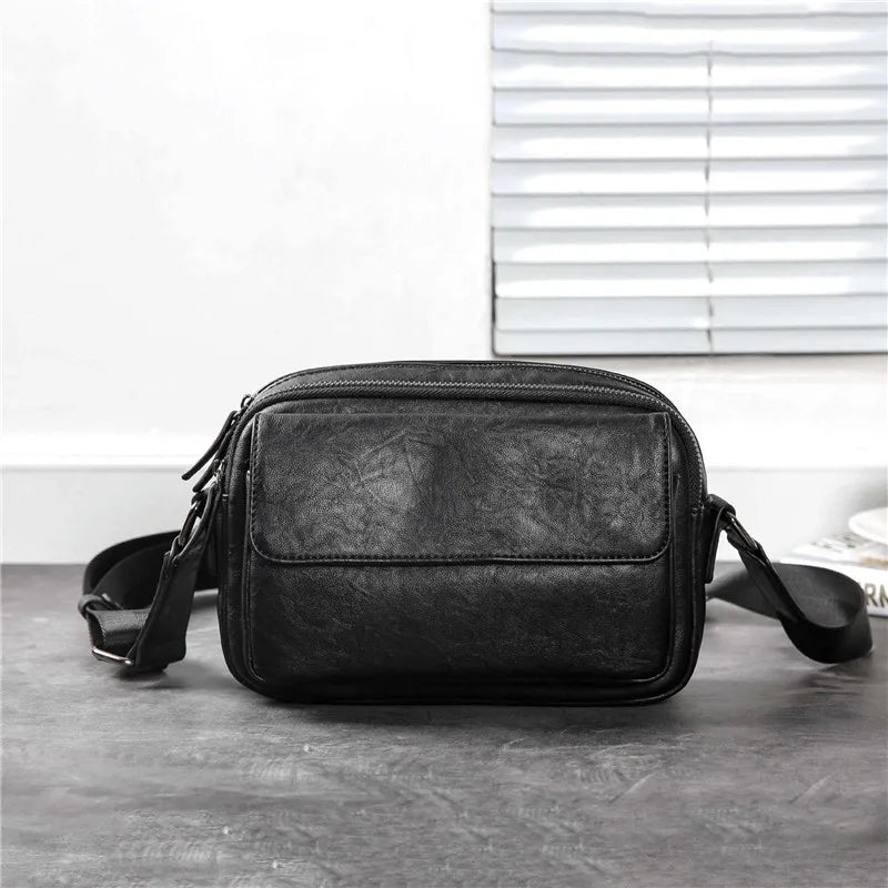 Men's Casual Messenger Bag PU Leather Small Crossbody Shoulder Bags