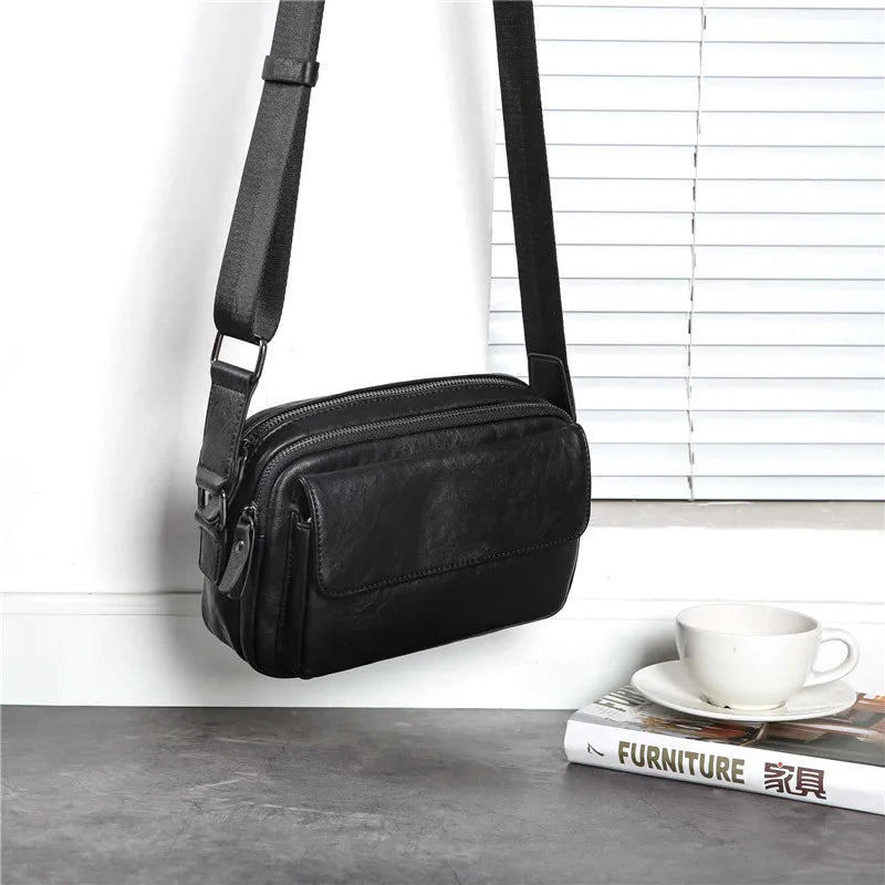 Men's Casual Messenger Bag PU Leather Small Crossbody Shoulder Bags
