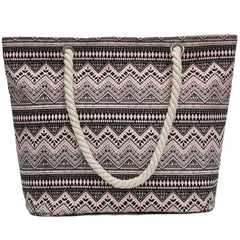 Printed Flowers Canvas Handbags Casual Shoulder Bags Large Size Beach Bags